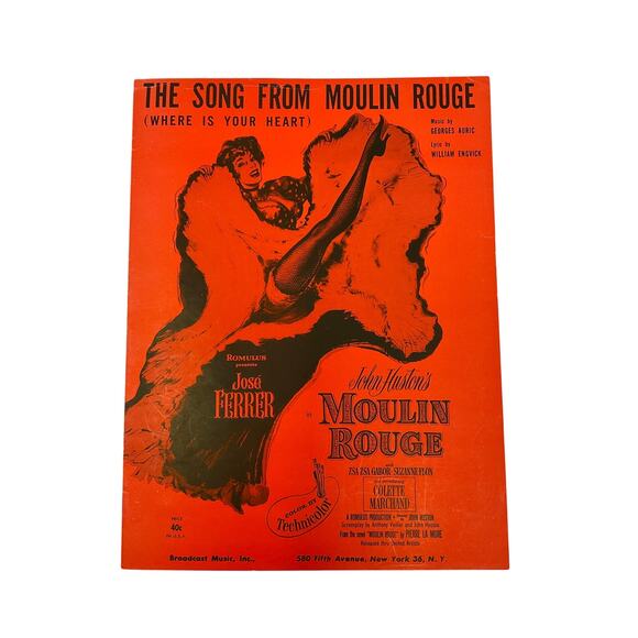 Vintage Other - The Song From Moulin Rouge Sheet Music Where Is Your Heart Engvick Auric